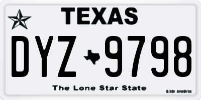 TX license plate DYZ9798