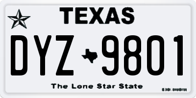 TX license plate DYZ9801