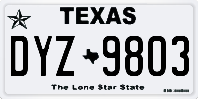 TX license plate DYZ9803