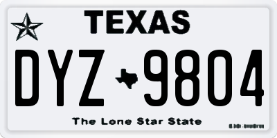 TX license plate DYZ9804