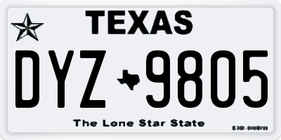 TX license plate DYZ9805