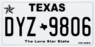 TX license plate DYZ9806