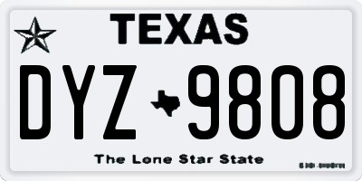 TX license plate DYZ9808