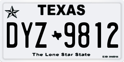 TX license plate DYZ9812
