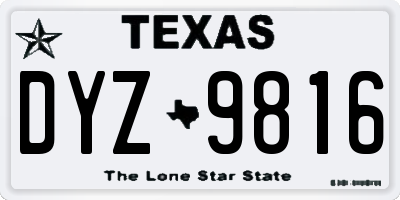 TX license plate DYZ9816