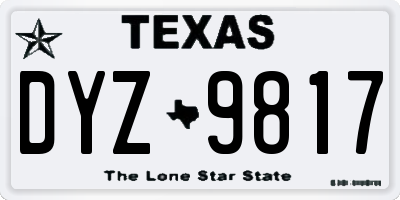 TX license plate DYZ9817