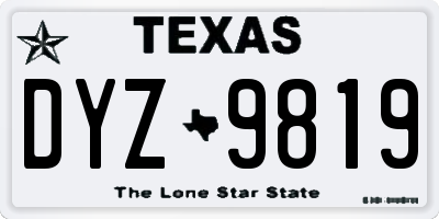TX license plate DYZ9819