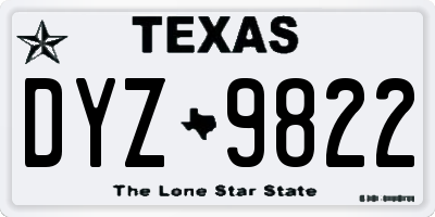 TX license plate DYZ9822
