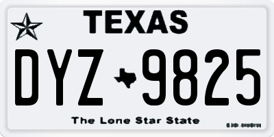 TX license plate DYZ9825