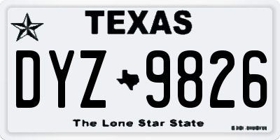 TX license plate DYZ9826