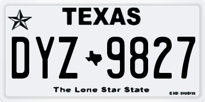 TX license plate DYZ9827