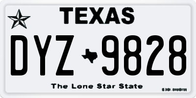 TX license plate DYZ9828