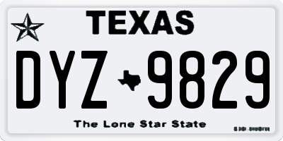 TX license plate DYZ9829