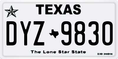 TX license plate DYZ9830