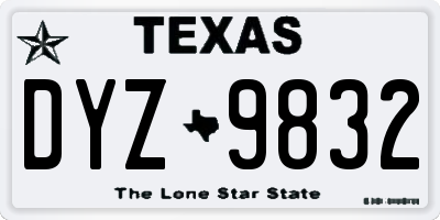 TX license plate DYZ9832