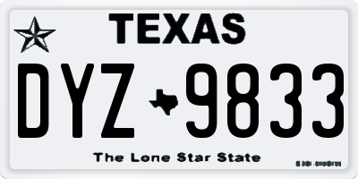 TX license plate DYZ9833