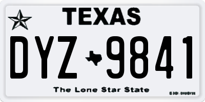 TX license plate DYZ9841