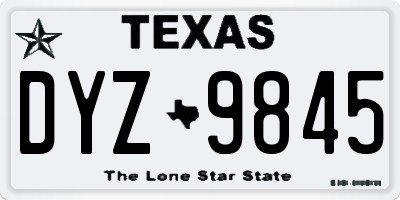 TX license plate DYZ9845