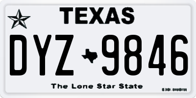 TX license plate DYZ9846