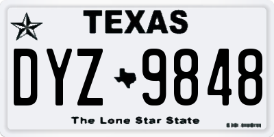TX license plate DYZ9848