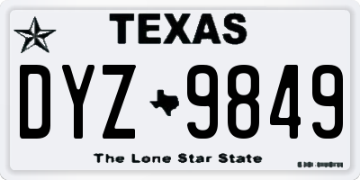 TX license plate DYZ9849