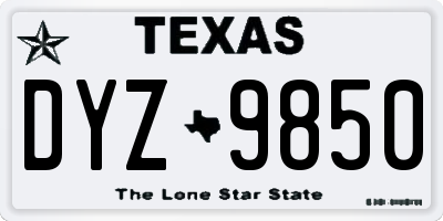 TX license plate DYZ9850