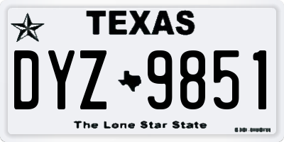 TX license plate DYZ9851