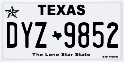 TX license plate DYZ9852