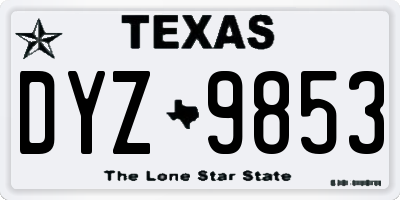 TX license plate DYZ9853