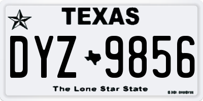 TX license plate DYZ9856