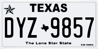 TX license plate DYZ9857