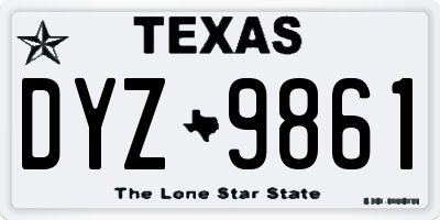 TX license plate DYZ9861