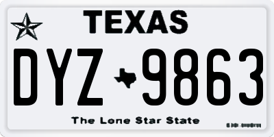 TX license plate DYZ9863