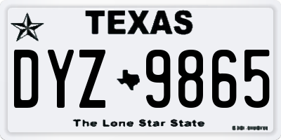 TX license plate DYZ9865