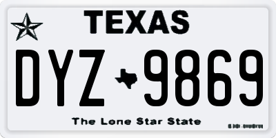 TX license plate DYZ9869