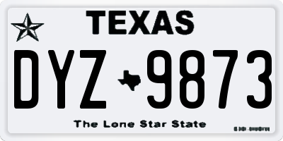 TX license plate DYZ9873