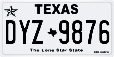 TX license plate DYZ9876