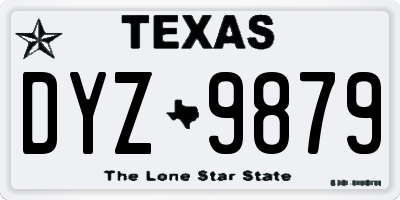 TX license plate DYZ9879