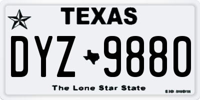 TX license plate DYZ9880