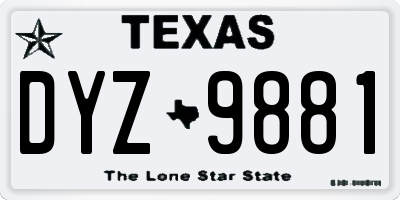 TX license plate DYZ9881