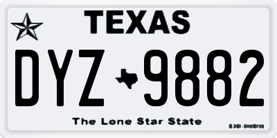 TX license plate DYZ9882