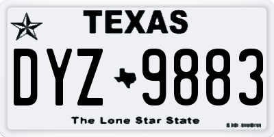 TX license plate DYZ9883