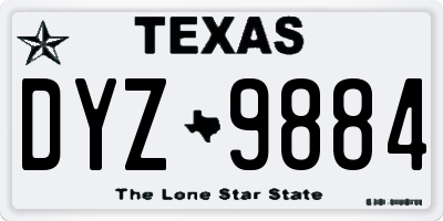 TX license plate DYZ9884