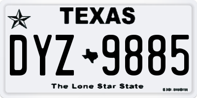 TX license plate DYZ9885