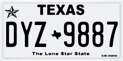 TX license plate DYZ9887