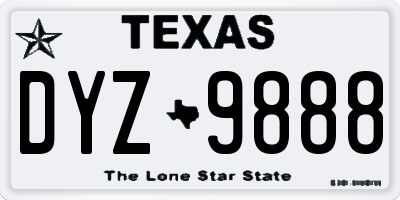 TX license plate DYZ9888