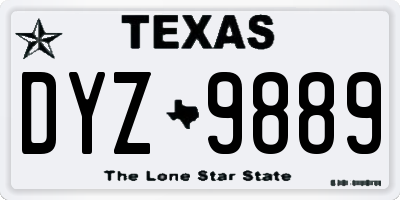 TX license plate DYZ9889