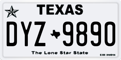 TX license plate DYZ9890
