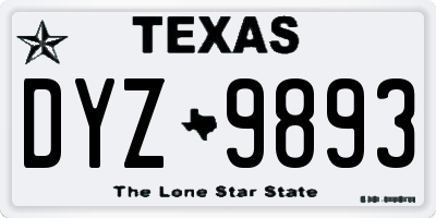TX license plate DYZ9893