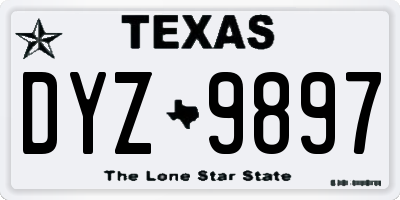 TX license plate DYZ9897